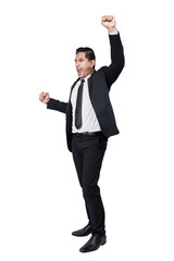 Asian businessman standing with successful expression