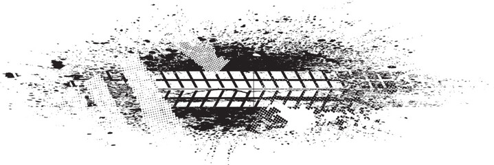 Vector Print Textured Tire Track . Design Element .Bike thread silhouette