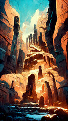 Wall in caves concept background illustration Generative AI Content by Midjourney