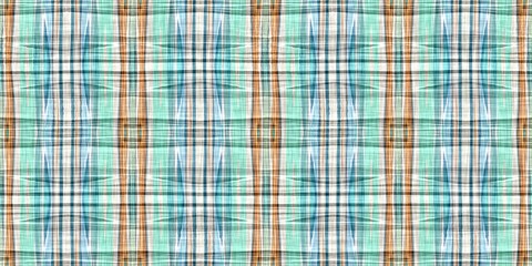  Teal rustic coastal beach house border check fabric tile. Seamless sailor flannel edging trim textile. Gingham blur rustic banner ribbon endless tape.