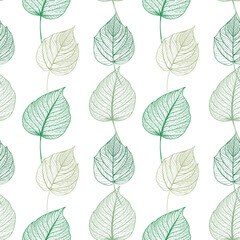 Simple Natural Leaves Seamless Pattern. Vector Illustration EPS10