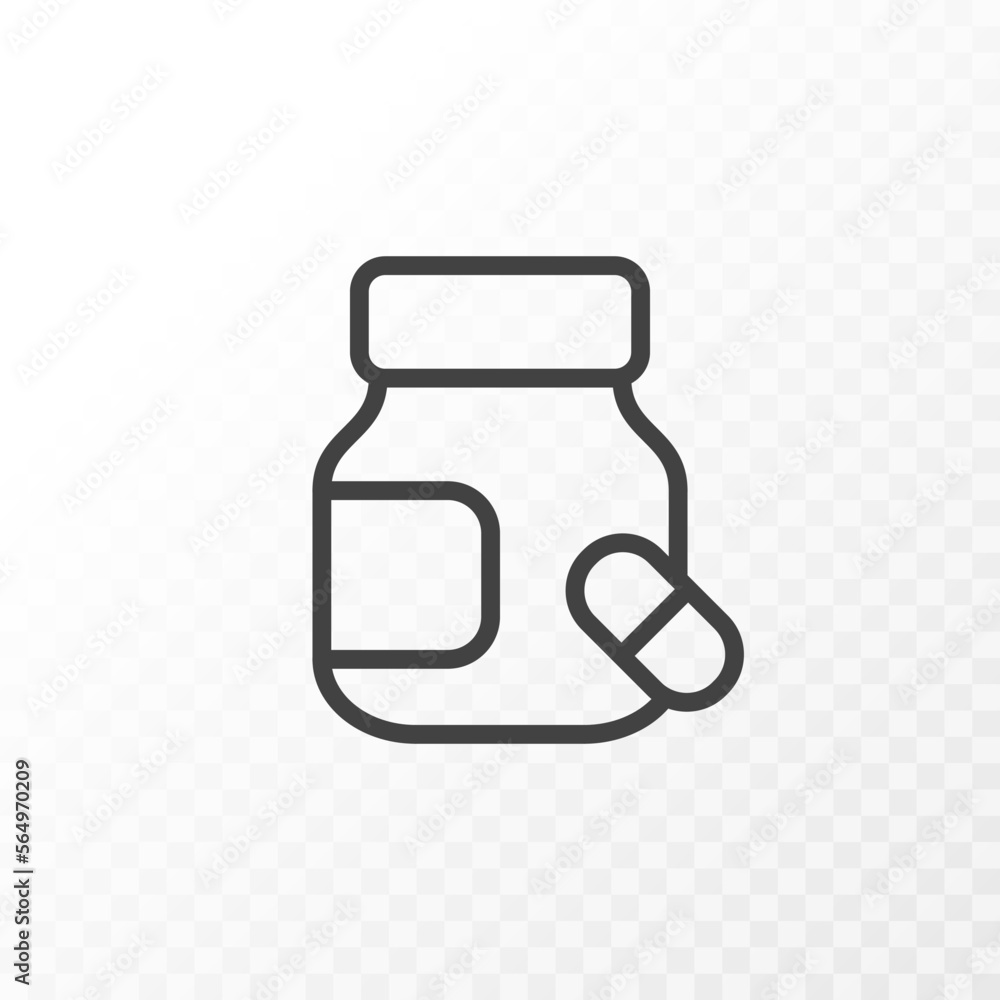 Poster outline style ui icons collection. vector black linear illustration. bottle of pill vitamin and heal