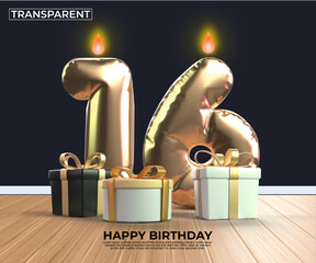 Happy birthday gold number 16 anniversary design template eps edit easy edit