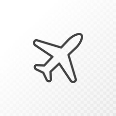 Outline style ui icons collection. Vector black linear illustration. Plane fly transportation and aviation travel line symbol isolated on background. Design element.
