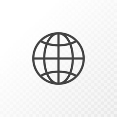 Outline style ui icons collection. Vector black linear illustration. World globe and internet network technology line symbol isolated on background. Design element.