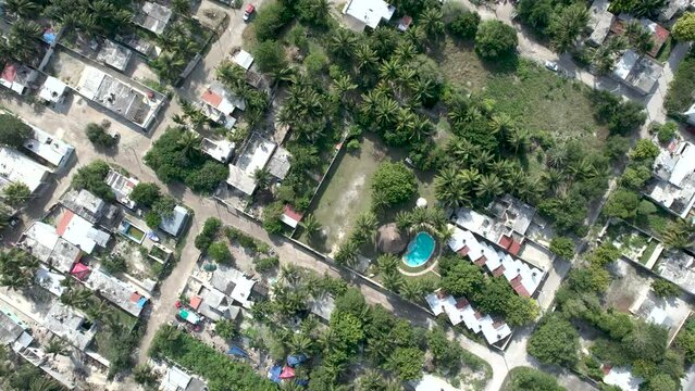 downward view to the city of chelem in yucatan mexico