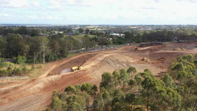 Construction work on the new M12 highway for the new Western Sydney International Airport, Australia