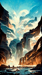 Magnificent view of the cave illustration Generative AI Content by Midjourney