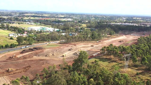 Construction work on the new M12 highway project for the new Western Sydney International Airport, Australia