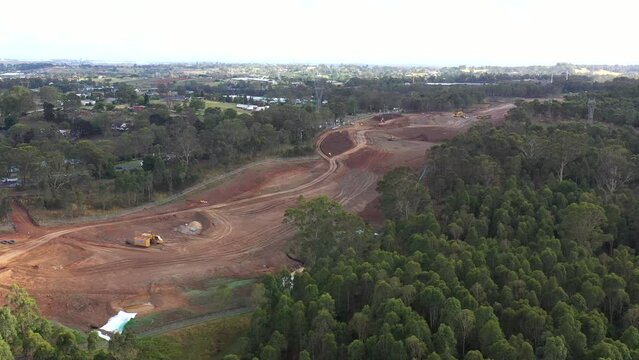 Construction work on the new M12 highway for the new Western Sydney International Airport, Australia