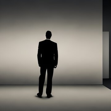 businessman standing in front of a wall