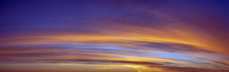 Sky with colorful and vivid sunset clouds. Natural background.