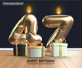 Happy birthday gold number 47 anniversary design template eps edit easy edit