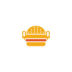 Hamburger combination with sofa. Logo design.