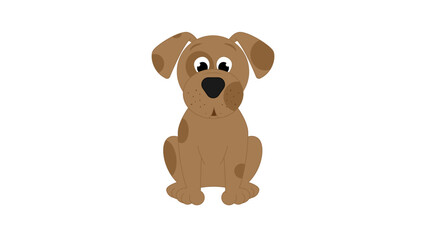 Brown cute cartoon sitting dog