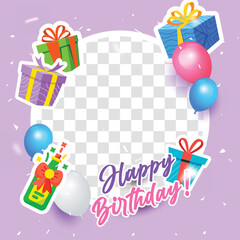 Fototapeta premium Birthday frame for profile social media