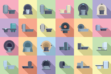 Magnetic resonance tomography icons set flat vector. Ct scan. Medical radiology