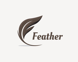 F initial letter feather logo symbol design template illustration inspiration