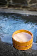 日本の温泉　露天風呂　和風イメージ