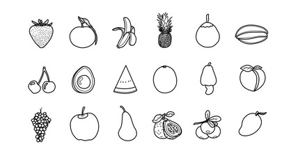 fruit sketch illustration icon set