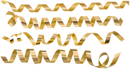 PNG golden serpentine streamer isolated