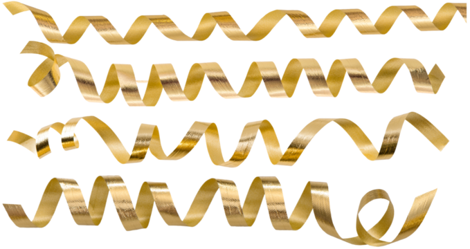 PNG golden serpentine streamer isolated