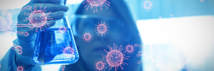 Composite image of coronavirus on white background. Testing for Coronavirus pandemic