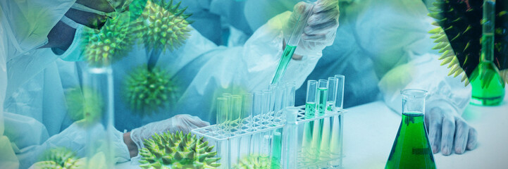 Composite image of virus. Testing for Coronavirus pandemic