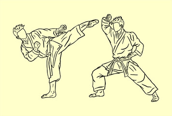 illustration of karate line art © irvan