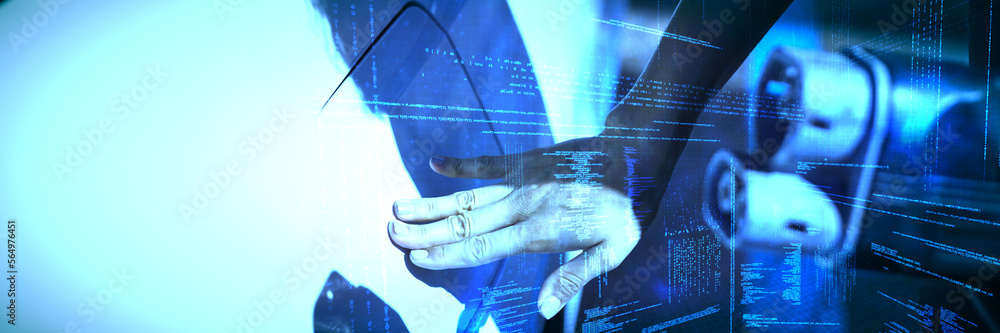 Poster composite image of illustration of virtual data