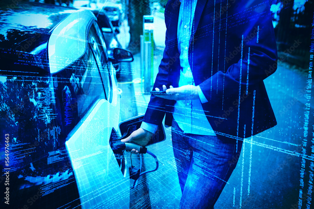 Poster composite image of illustration of virtual data