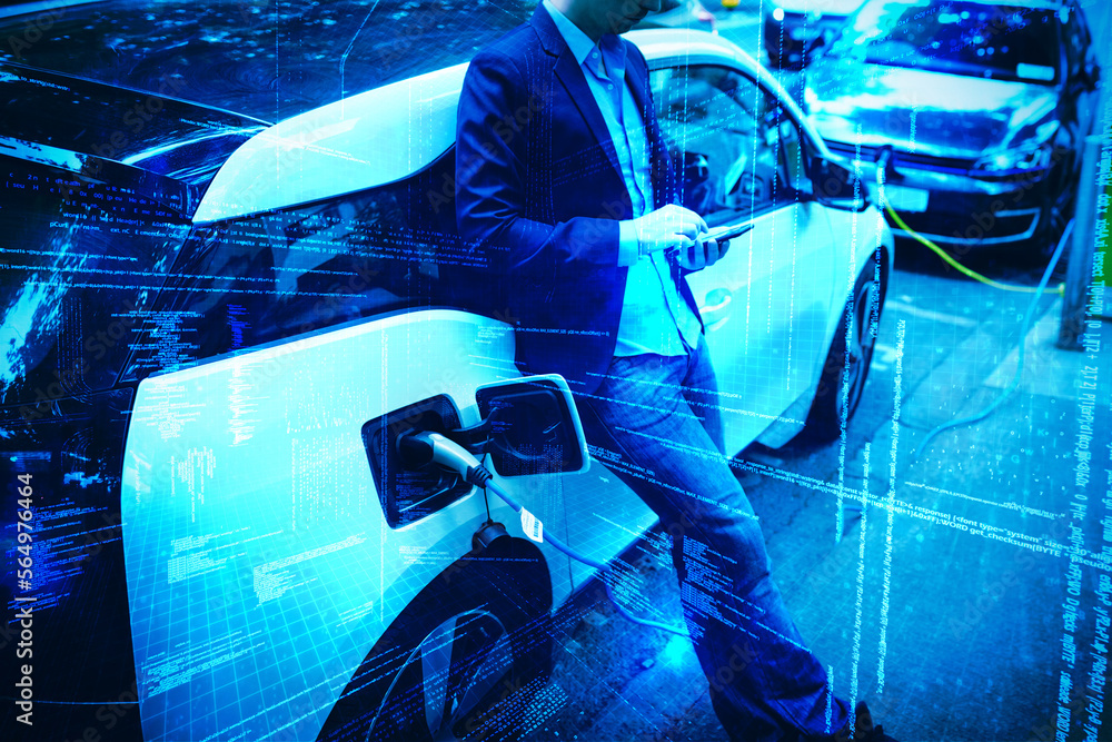 Poster composite image of illustration of virtual data