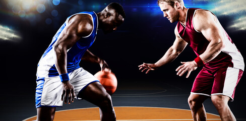 Plakat Composite image of basketball players in action