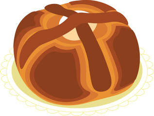 Portuguese easter bread, folar de pascoa colorful vector illustration.