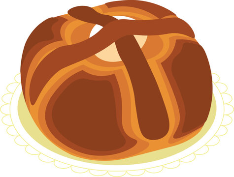 Portuguese easter bread, folar de pascoa colorful vector illustration.