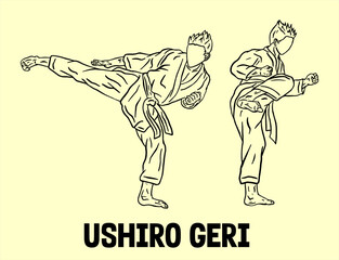 illustration of karate fighter line art