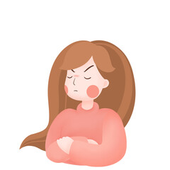 Woman angry Character on Transparent Background.