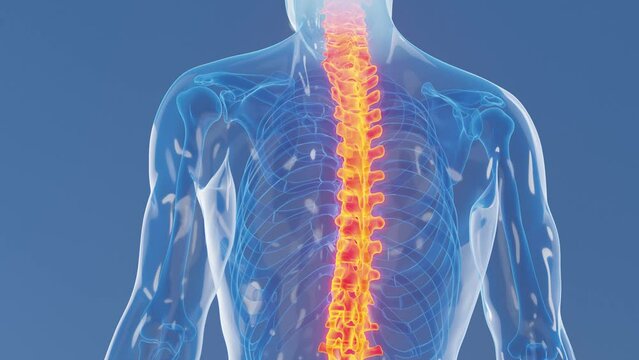 3D rendered medical animation of a man's spine