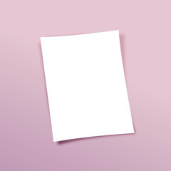 Obraz na płótnie Canvas Blank paper mockup on isolated pink background. Vector illustration.