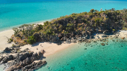 Aerial view of Black Island in the Coral Sea - Whitsunday Islands - Australia