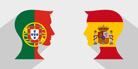 face to face concept. portugal vs spian. vector illustration