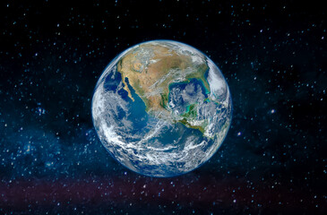 Planet Earth and stars in space. Elements of the image furnished by NASA.