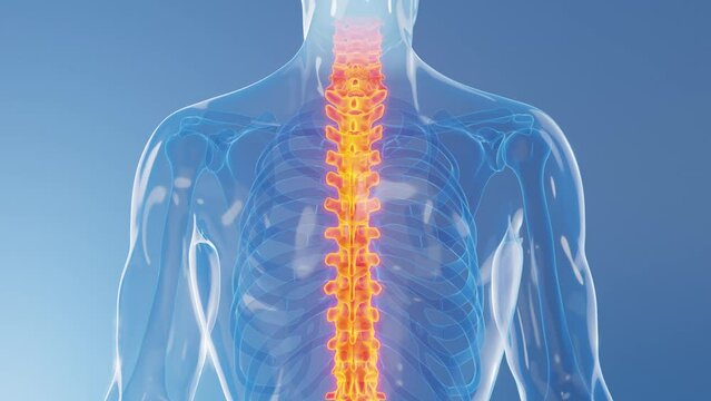 3D rendered medical animation of a man's spine