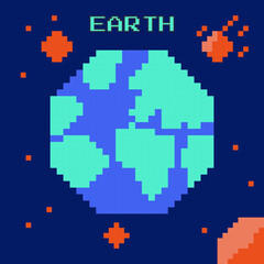 Fototapeta premium planet galaxy pixel art design vector
