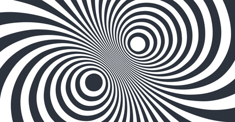 Abstract background made of distorted lines. Pattern with optical illusion. Psychedelic stripes. Op art design. Convex texture. Vector illustration for brochure, flyer, card, banner or cover.