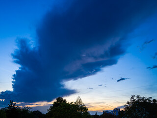 Ominous cloud like a smoke from a fire over city.