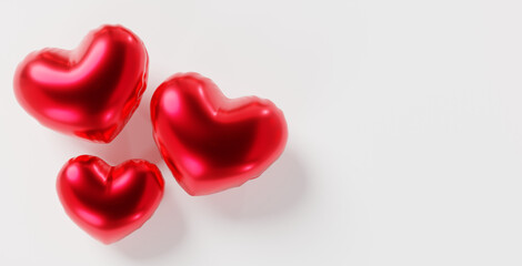 Obraz premium red pink heart with a heart background wallpaper 3d illustration balloon love romance romantic valentine