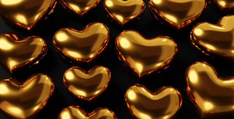 golden heart with a heart background wallpaper 3d illustration balloon love romance romantic valentine