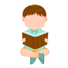Kid reading a book clipart 