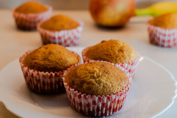 Handmade cupcakes at home, in paper bag